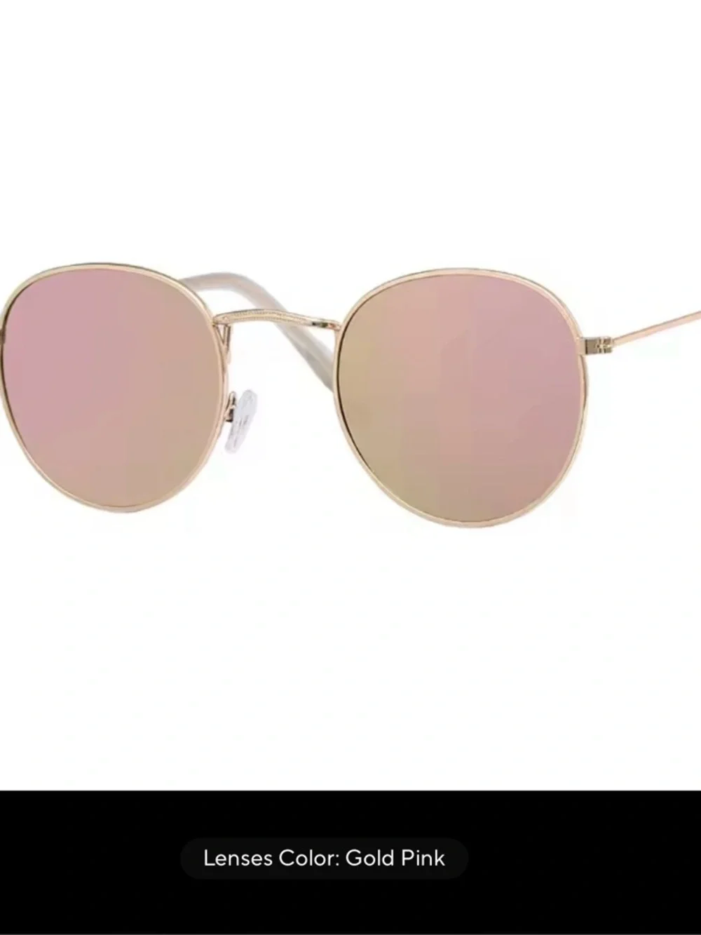 NEW‎ RETRO PINK MIRROR GOLD FRAMED OVAL  ROUND BOTTOM SUNNIES